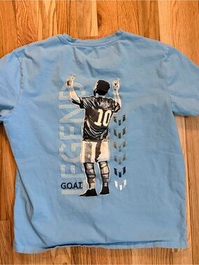 Light Blue Short Sleeve Tee with Soccer Graphic
